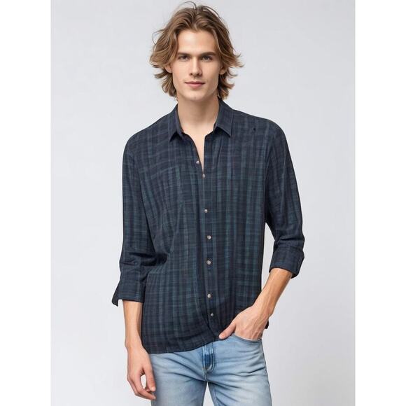 Etienne Aigner Men's Plaid Long Sleeve Button-Up Shirt‎ Size 15 - Picture 1 of 4